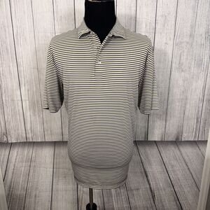 Peter Millar Summer Comfort Men's XL Yellow / Purple Striped Short Sleeve Polo